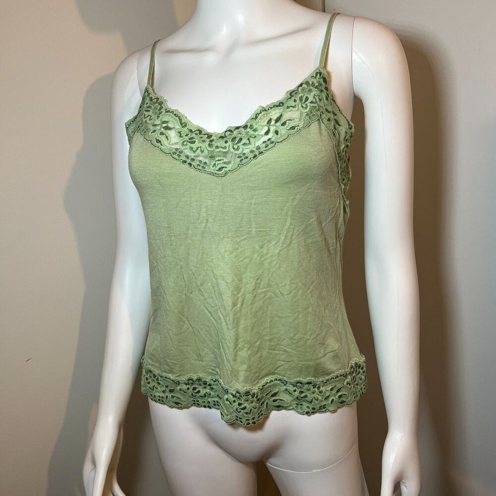 Vintage Y2K Lace Camisole Tank Top L Tinker Bell Fairy Earthy Indie Coquette 90s
